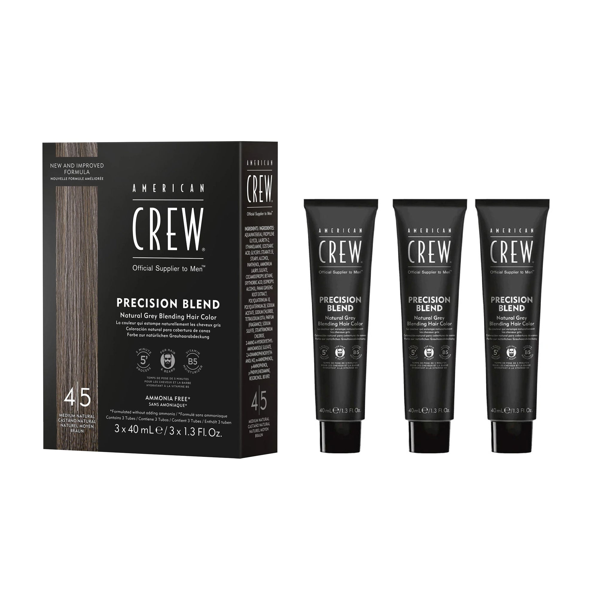 Чоловіча система маскування сивини American Crew Precision Blend Medium Natural (рівень 4-5), 120 мл